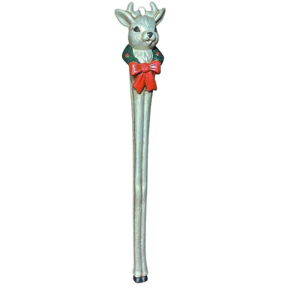 Vintage Christmas Reindeer with Wreath Icicle‎ Ornament 8 inches Retro